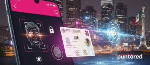 Persona realizando verificación biométrica durante el onboarding digital en México con KYC embebido.