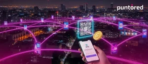 Infraestructura digital de pagos SPEI en México mostrando transferencias instantáneas entre dispositivos móviles y pagos en tiempo real.